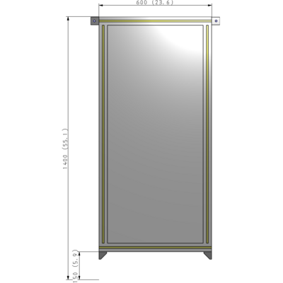 A4-1400-0600-0150-TYPZA SINGLE PANEL-NO LEGS WITH TIE PLATES AND ANGLE 1400MM X 600MM  1/4" POLYCARBONATE, ASSEMBLED