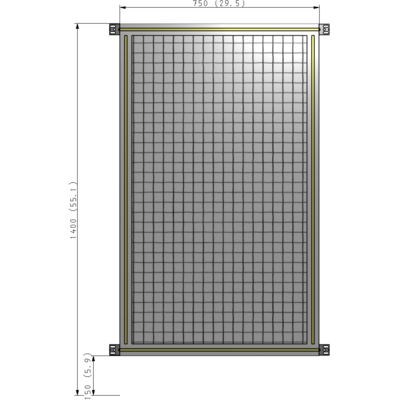 A4-1400-0750-0150-HYMZA SINGLE PANEL-NO LEGS WITH HINGES 1400MM X 750MM  1" MESH, FULLY ASSEMBLED