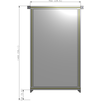 A4-1400-0750-0150-TYPZK SINGLE PANEL-NO LEGS WITH TIE PLATES AND ANGLE 1400MM X 750MM  1/4" POLYCARBONATE, AS A KIT