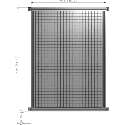 A4-1400-0900-0150-HYMZK SINGLE PANEL-NO LEGS WITH HINGES 1400MM X 900MM  1" MESH, AS A KIT