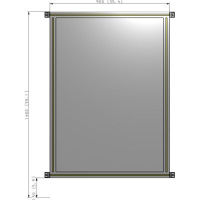 A4-1400-0900-0150-HYPZA SINGLE PANEL-NO LEGS WITH HINGES 1400MM X 900MM  1/4" POLYCARBONATE, FULLY ASSEMBLED
