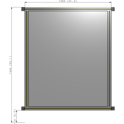 A4-1400-1050-0150-HYPZA SINGLE PANEL-NO LEGS WITH HINGES 1400MM X 1050MM  1/4" POLYCARBONATE, FULLY ASSEMBLED