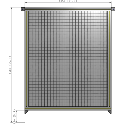 A4-1400-1050-0150-TYMZA SINGLE PANEL-NO LEGS WITH TIE PLATES AND ANGLE 1400MM X 1050MM  1" MESH, FULLY ASSEMBLED