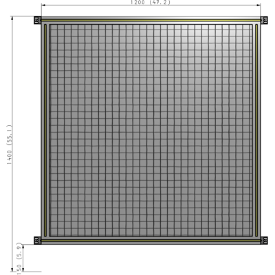 A4-1400-1200-0150-HYMZA SINGLE PANEL-NO LEGS WITH HINGES 1400MM X 1200MM  1" MESH, FULLY ASSEMBLED