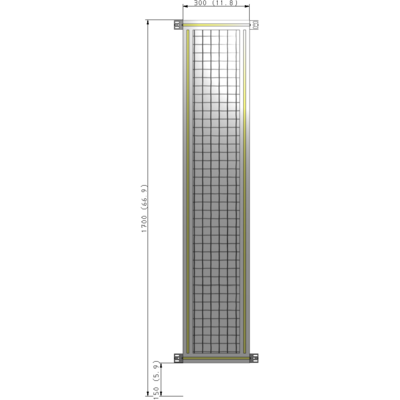 A4-1700-0300-0150-HYMZK SINGLE PANEL-NO LEGS WITH HINGES 1700MM X 300MM  1" MESH, AS A KIT