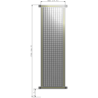 A4-1700-0450-0150-HYMZK SINGLE PANEL-NO LEGS WITH HINGES 1700MM X 450MM  1" MESH, AS A KIT