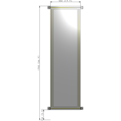 A4-1700-0450-0150-HYPZK SINGLE PANEL-NO LEGS WITH HINGES 1700MM X 450MM  1/4" POLYCARBONATE, AS A KIT
