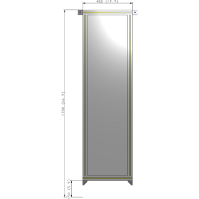 A4-1700-0450-0150-TYPZK SINGLE PANEL-NO LEGS WITH TIE PLATES AND ANGLE 1700MM X 450MM  1/4" POLYCARBONATE, AS A KIT
