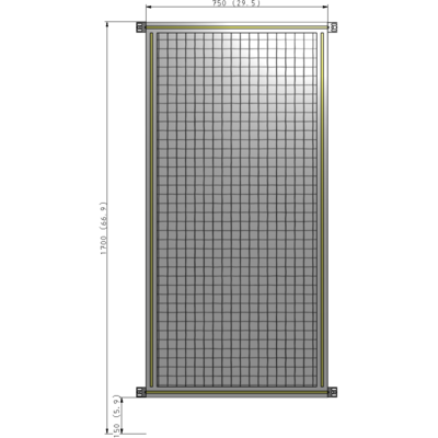 A4-1700-0750-0150-HYMZA SINGLE PANEL-NO LEGS WITH HINGES 1700MM X 750MM  1" MESH, FULLY ASSEMBLED