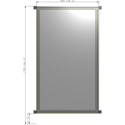 A4-1700-0900-0150-HYPZK SINGLE PANEL-NO LEGS WITH HINGES 1700MM X 900MM  1/4" POLYCARBONATE, AS A KIT