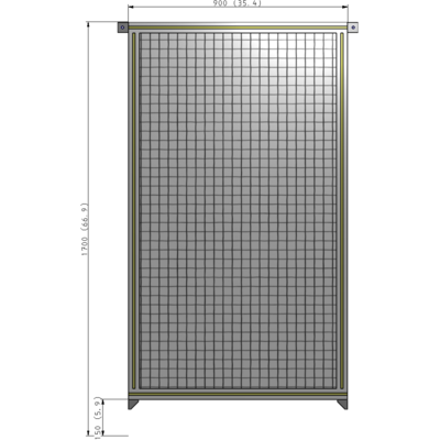 A4-1700-0900-0150-TYMZA SINGLE PANEL-NO LEGS WITH TIE PLATES AND ANGLE 1700MM X 900MM  1" MESH, FULLY ASSEMBLED
