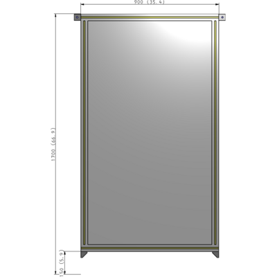 A4-1700-0900-0150-TYPZA SINGLE PANEL-NO LEGS WITH TIE PLATES AND ANGLE 1700MM X 900MM  1/4" POLYCARBONATE, ASSEMBLED