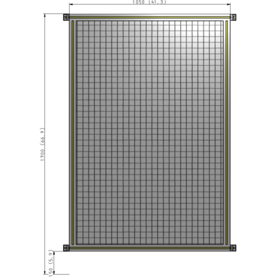 A4-1700-1050-0150-HYMZK SINGLE PANEL-NO LEGS WITH HINGES 1700MM X 1050MM  1" MESH, AS A KIT