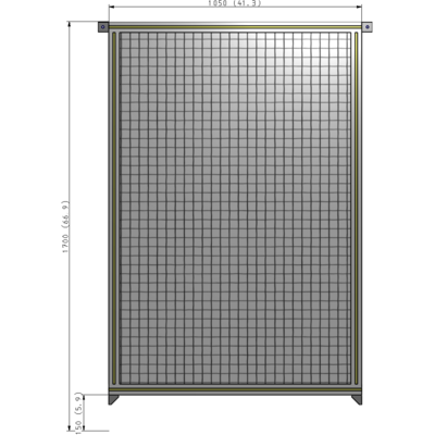A4-1700-1050-0150-TYMZA SINGLE PANEL-NO LEGS WITH TIE PLATES AND ANGLE 1700MM X 1050MM  1" MESH, FULLY ASSEMBLED
