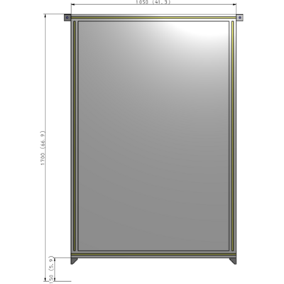 A4-1700-1050-0150-TYPZA SINGLE PANEL-NO LEGS WITH TIE PLATES AND ANGLE 1700MM X 1050MM  1/4" POLYCARBONATE, ASSEMBLED