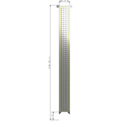 A4-2135-0200-0150-TYMZA SINGLE PANEL-NO LEGS WITH TIE PLATES AND ANGLE 2135MM X 200MM  1" MESH, FULLY ASSEMBLED