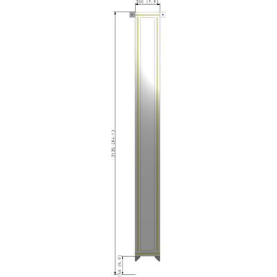 A4-2135-0200-0150-TYPZA SINGLE PANEL-NO LEGS WITH TIE PLATES AND ANGLE 2135MM X 200MM  1/4" POLYCARBONATE, ASSEMBLED