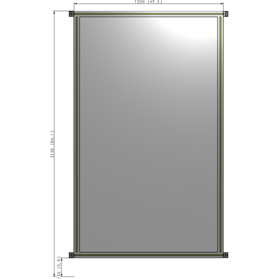 A4-2135-1200-0150-HYPZK SINGLE PANEL-NO LEGS WITH HINGES 2135MM X 1200MM  1/4" POLYCARBONATE, AS A KIT