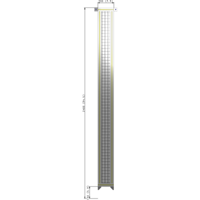 A4-2400-0200-0150-TYMZA SINGLE PANEL-NO LEGS WITH TIE PLATES AND ANGLE 2400MM X 200MM  1" MESH, FULLY ASSEMBLED