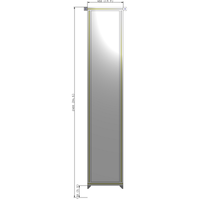 A4-2400-0450-0150-TYPZA SINGLE PANEL-NO LEGS WITH TIE PLATES AND ANGLE 2400MM X 450MM  1/4" POLYCARBONATE, ASSEMBLED