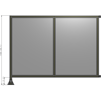 B1-1400-1800-0150-HYPFA DOUBLE PANEL-LEG ON LEFT, HINGE ON RIGHT 1400MM X 1800MM  1/4" POLYCARB, ASSEMBLED