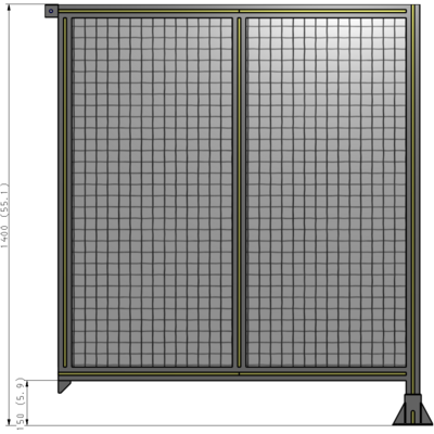 B2-1400-1200-0150-TYMFK DOUBLE PANEL-LEG ON RIGHT, TIE PLATE AND ANGLE ON LEFT 1400MM X 1200MM  1" MESH, AS A KIT