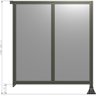 B2-1400-1200-0150-TYPFA DOUBLE PANEL-LEG ON RIGHT, TIE PLATE AND ANGLE ON LEFT 1400MM X 1200MM  1/4" POLYCARB, ASSEMBLED