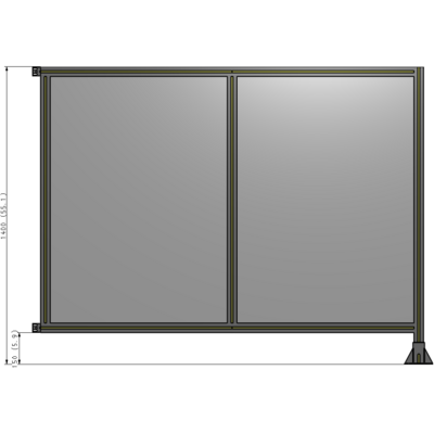 B2-1400-1800-0150-HYPFA DOUBLE PANEL-LEG ON RIGHT, HINGE ON LEFT 1400MM X 1800MM  1/4" POLYCARB, ASSEMBLED