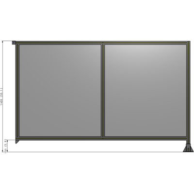 B2-1400-2200-0150-TYPFK DOUBLE PANEL-LEG ON RIGHT, TIE PLATE AND ANGLE ON LEFT 1400MM X 2200MM  1/4" POLYCARB, ASSEMBLED