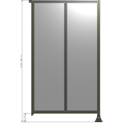 B2-2135-1200-0150-TYPFK DOUBLE PANEL-LEG ON RIGHT, TIE PLATE AND ANGLE ON LEFT 2135MM X 1200MM  1/4" POLYCARB, ASSEMBLED