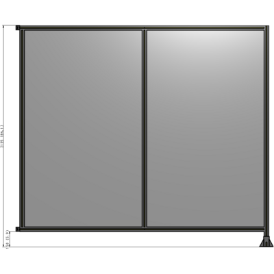 B2-2135-2400-0150-HYPFA DOUBLE PANEL-LEG ON RIGHT, HINGE ON LEFT 2135MM X 2400MM  1/4" POLYCARB, ASSEMBLED
