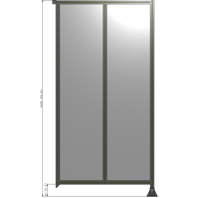 B2-2400-1200-0150-TYPFK DOUBLE PANEL-LEG ON RIGHT, TIE PLATE AND ANGLE ON LEFT 2400MM X 1200MM  1/4" POLYCARB, ASSEMBLED