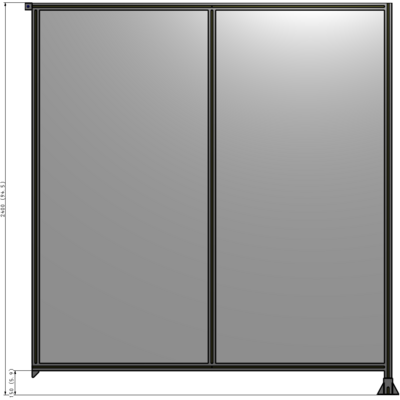 B2-2400-2200-0150-TYPFK DOUBLE PANEL-LEG ON RIGHT, TIE PLATE AND ANGLE ON LEFT 2400MM X 2200MM  1/4" POLYCARB, ASSEMBLED