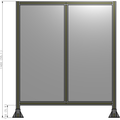 B3-1400-1200-0150-ZYPFA DOUBLE PANEL-LEG ON EACH SIDE  1400MM X 1200MM  1/4" POLYCARBONATE, FULLY ASSEMBLED