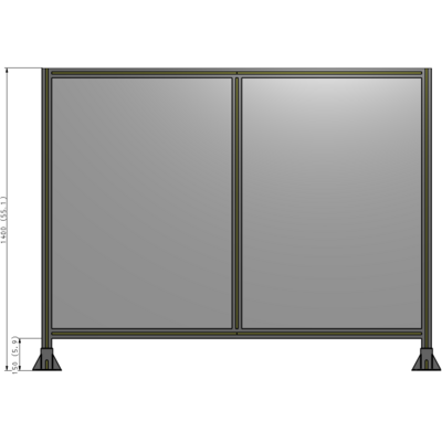 B3-1400-1800-0150-ZYPFA DOUBLE PANEL-LEG ON EACH SIDE  1400MM X 1800MM  1/4" POLYCARBONATE, FULLY ASSEMBLED