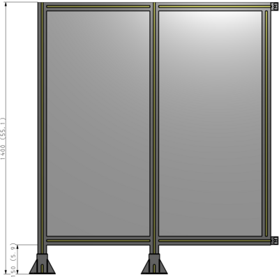 B5-1400-1200-0150-HYPFA DOUBLE PANEL-LEGS ON LEFT AND CENTER WITH HINGES 1400MM X 1200MM  1/4" POLYCARBONATE, AS A KIT