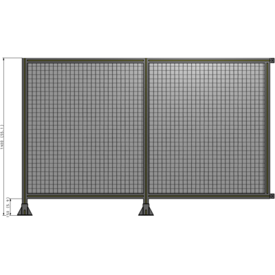 B5-1400-2200-0150-HYMFA DOUBLE PANEL-LEGS ON LEFT AND CENTER WITH HINGES 1400MM X 2200MM  1" MESH, FULLY ASSEMBLED