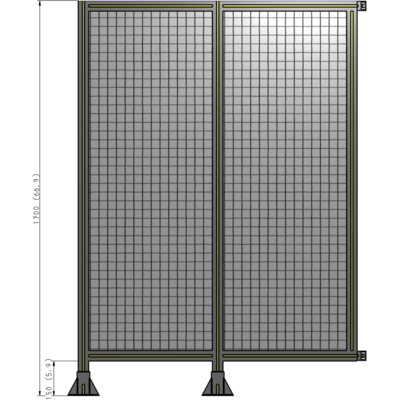 B5-1700-1200-0150-HYMFA DOUBLE PANEL-LEGS ON LEFT AND CENTER WITH HINGES 1700MM X 1200MM  1" MESH, FULLY ASSEMBLED