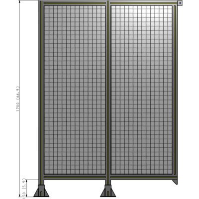 B5-1700-1200-0150-TYMFA DOUBLE PANEL-LEGS ON LEFT AND CENTER, TIE PLATE ON RIGHT 1700MM X 1200MM  1" MESH, FULLY ASSEMBLED