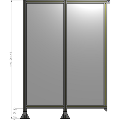 B5-1700-1200-0150-TYPFA DOUBLE PANEL-LEGS ON LEFT AND CENTER, TIE PLATE ON RIGHT 1700MM X 1200MM  1/4" POLYCARB, ASSEMBLED