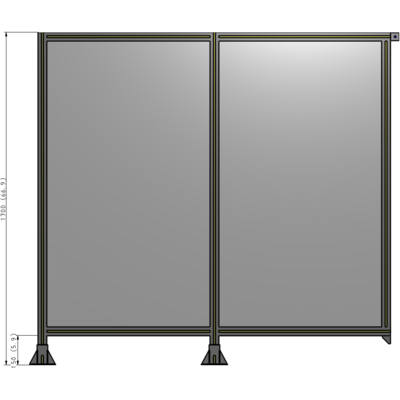 B5-1700-1800-0150-TYPFK DOUBLE PANEL-LEGS ON LEFT AND CENTER, TIE PLATE ON RIGHT 1700MM X 1800MM  1/4" POLYCARBONATE, AS KIT