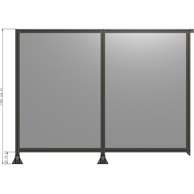 B5-1700-2200-0150-TYPFA DOUBLE PANEL-LEGS ON LEFT AND CENTER, TIE PLATE ON RIGHT 1700MM X 2200MM  1/4" POLYCARB, ASSEMBLED