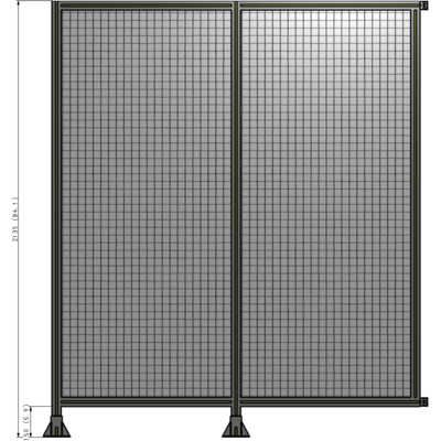 B5-2135-1800-0150-HYMFA DOUBLE PANEL-LEGS ON LEFT AND CENTER WITH HINGES 2135MM X 1800MM  1" MESH, FULLY ASSEMBLED