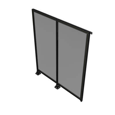 B5-2135-1800-0150-TYPFA DOUBLE PANEL-LEGS ON LEFT AND CENTER, TIE PLATE ON RIGHT 2135MM X 1800MM  1/4" POLYCARB, ASSEMBLED