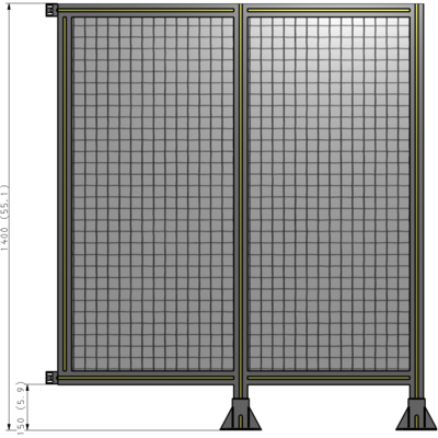 B6-1400-1200-0150-HYMFA DOUBLE PANEL-LEGS ON RIGHT AND CENTER WITH HINGES 1400MM X 1200MM  1" MESH, AS A KIT