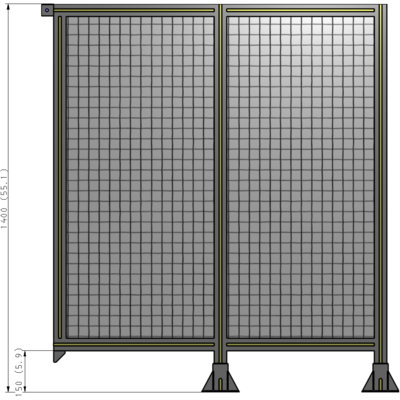 B6-1400-1200-0150-TYMFA DOUBLE PANEL-LEGS ON RIGHT AND CENTER, TIE PLATE ON LEFT 1400MM X 1200MM  1" MESH, AS A KIT