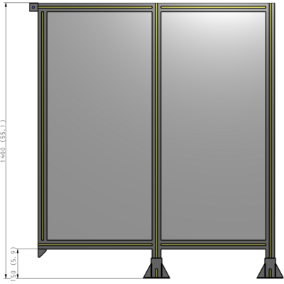 B6-1400-1200-0150-TYPFA DOUBLE PANEL-LEGS ON RIGHT AND CENTER, TIE PLATE ON LEFT 1400MM X 1200MM  1/4" POLYCARBONATE, AS KIT