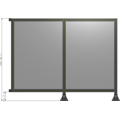 B6-1400-1800-0150-HYPFK DOUBLE PANEL-LEGS ON RIGHT AND CENTER WITH HINGES 1400MM X 1800MM  1/4" POLYCARBONATE, ASSEMBLED