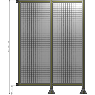 B6-1700-1200-0150-HYMFK DOUBLE PANEL-LEGS ON RIGHT AND CENTER WITH HINGES 1700MM X 1200MM  1" MESH, AS A KIT