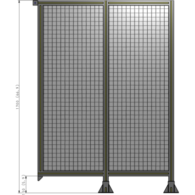B6-1700-1200-0150-TYMFK DOUBLE PANEL-LEGS ON RIGHT AND CENTER, TIE PLATE ON LEFT 1700MM X 1200MM  1" MESH, AS A KIT
